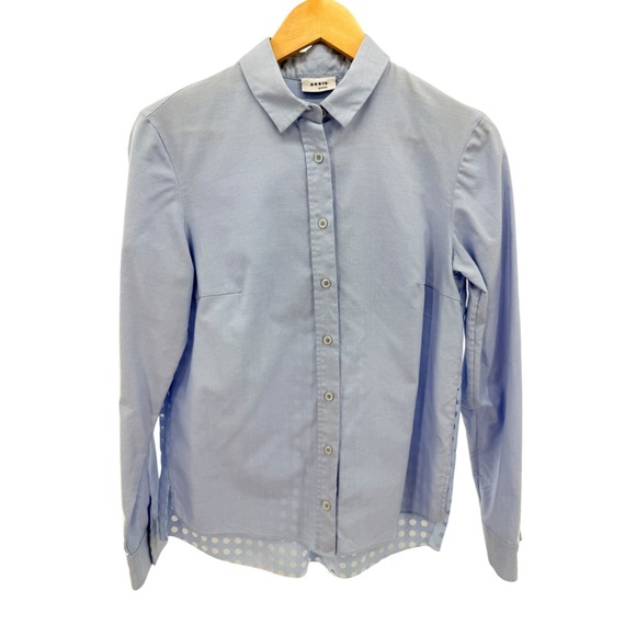 Akris Punto Tops - Akris Punto Womens Light Blue Cotton Eyelet Lace Back Button Down Shirt Size 6